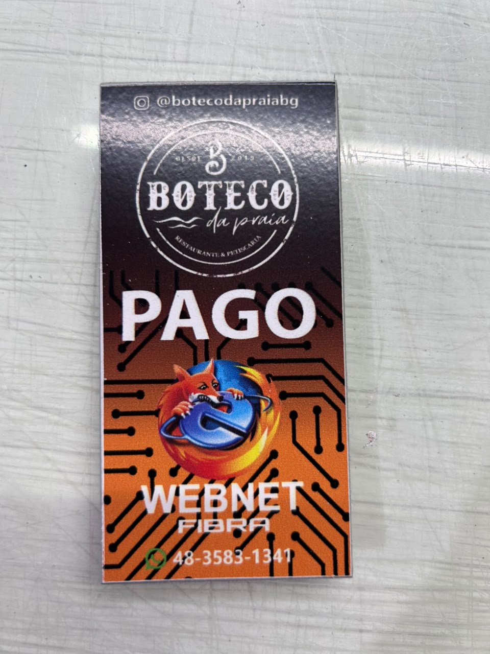 Adesivo Pago Boteco da Praia